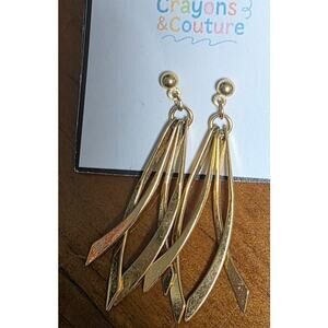 VTG Dangle GoldTone Earrings Drop Classy Preppy Retro Night Out Timeless Glam